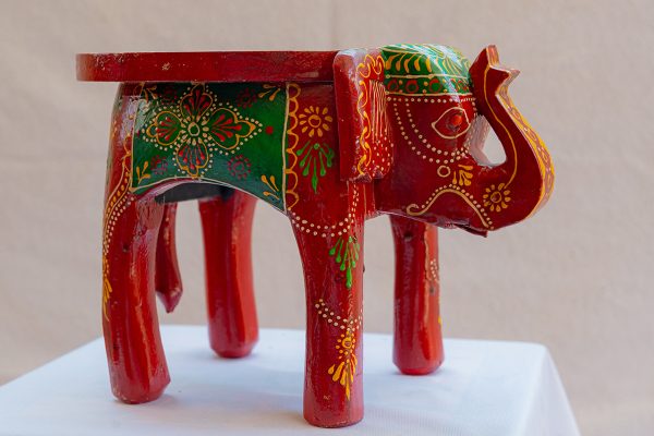 Handcrafted Wooden Elephant Stool (Elephant Table) - Image 2