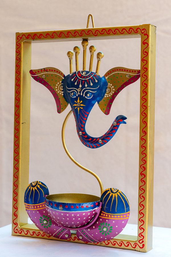 Handcrafted Metal Ganesha Tealight Holder (Ganpati) - Image 2
