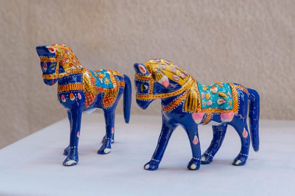 Hand-Painted Blue Horse Figurines (Horse)