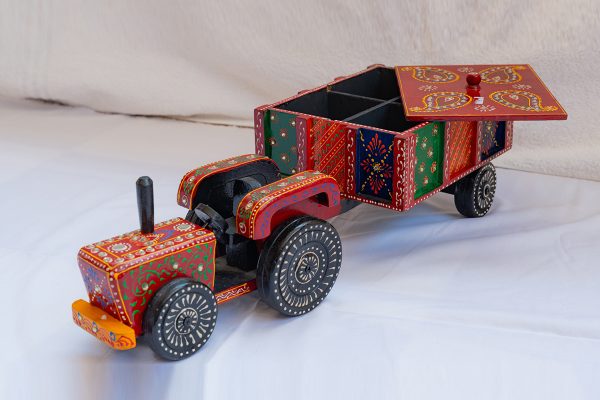 Hand-Painted Wooden Tractor with Trolley (Mukhvas Box) - Image 3